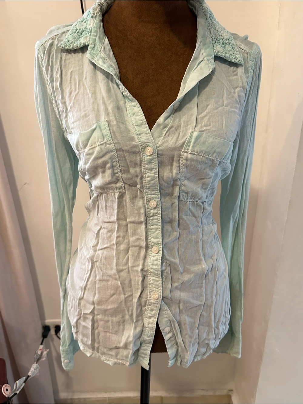 Hollister Pale Mint Button-Down Shirt